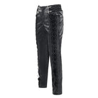 DEVIL FASHION Men's Gothic Velvet Splice Lace-up Cross Pants Black