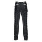 DEVIL FASHION Men's Gothic Velvet Splice Lace-up Cross Pants Black