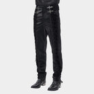 DEVIL FASHION Men's Gothic Velvet Splice Lace-up Cross Pants Black