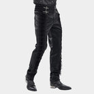 DEVIL FASHION Men's Gothic Velvet Splice Lace-up Cross Pants Black