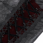DEVIL FASHION Men's Gothic Velvet Splice Lace-up Cross Pants Black-Red