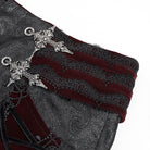 DEVIL FASHION Men's Gothic Velvet Splice Lace-up Cross Pants Black-Red