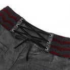 DEVIL FASHION Men's Gothic Velvet Splice Lace-up Cross Pants Black-Red