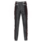 DEVIL FASHION Men's Gothic Velvet Splice Lace-up Cross Pants Black-Red