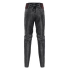 DEVIL FASHION Men's Gothic Velvet Splice Lace-up Cross Pants Black-Red