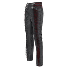 DEVIL FASHION Men's Gothic Velvet Splice Lace-up Cross Pants Black-Red