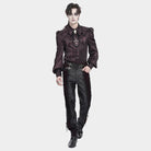 DEVIL FASHION Men's Gothic Velvet Splice Lace-up Cross Pants Black-Red