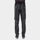 DEVIL FASHION Men's Gothic Velvet Splice Lace-up Cross Pants Black-Red