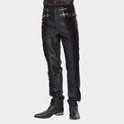 DEVIL FASHION Men's Gothic Velvet Splice Lace-up Cross Pants Black-Red
