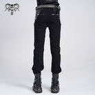DEVIL FASHION Men's Punk Armor Patent Leather Splice Pants
