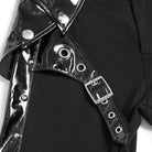 DEVIL FASHION Men's Punk Armor Patent Leather Splice Pants