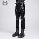 DEVIL FASHION Men's Punk Armor Patent Leather Splice Pants