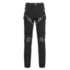DEVIL FASHION Men's Punk Armor Patent Leather Splice Pants