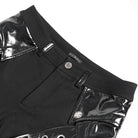 DEVIL FASHION Men's Punk Armor Patent Leather Splice Pants