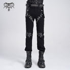 DEVIL FASHION Men's Punk Armor Patent Leather Splice Pants