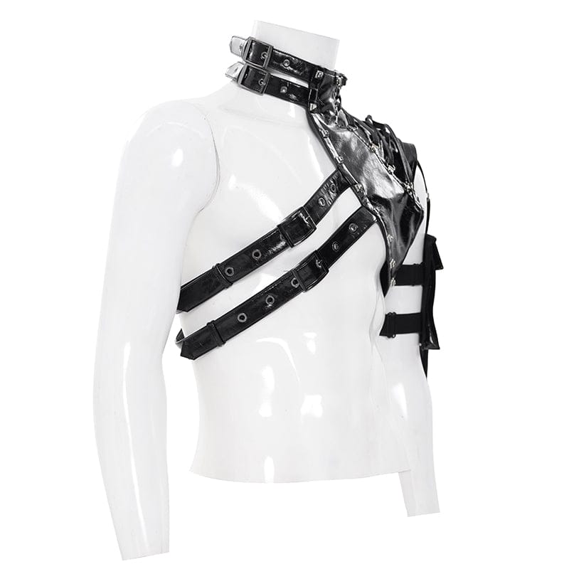 DEVIL FASHION Men's Punk Asymmetric Buckle-up Straps Body Harness