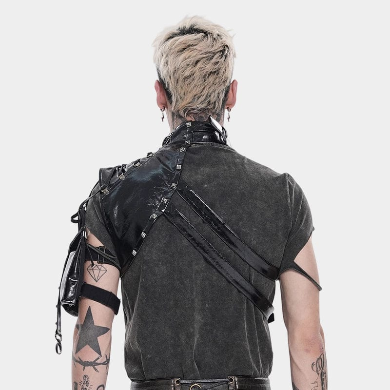 DEVIL FASHION Men's Punk Asymmetric Buckle-up Straps Body Harness