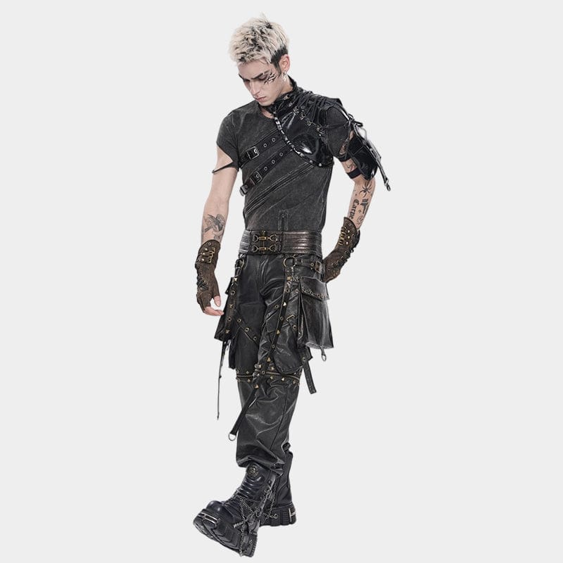DEVIL FASHION Men's Punk Asymmetric Buckle-up Straps Body Harness