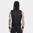 DEVIL FASHION Men's Punk Asymmetric Chained Hooded Tank Top
