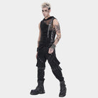 DEVIL FASHION Men's Punk Asymmetric Chained Hooded Tank Top