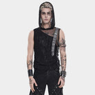DEVIL FASHION Men's Punk Asymmetric Chained Hooded Tank Top