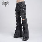 DEVIL FASHION Men's Punk Big-pocket Distressed Pants with Chain