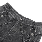DEVIL FASHION Men's Punk Big-pocket Distressed Pants with Chain