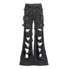 DEVIL FASHION Men's Punk Big-pocket Distressed Pants with Chain