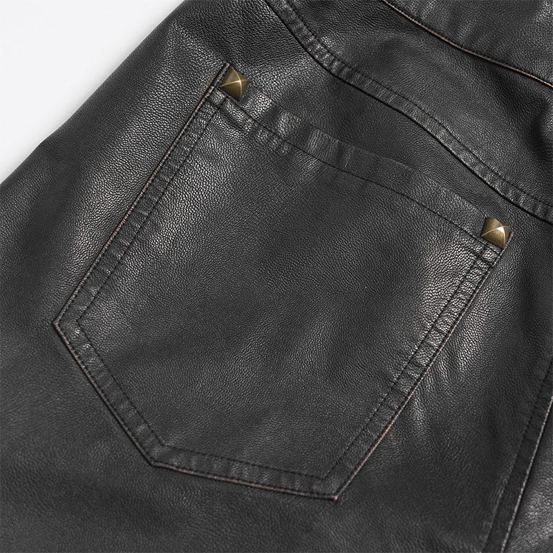 DEVIL FASHION Men's Punk Big Pockets Eyelet & Rivet Pants with Detachable Legs