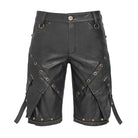 DEVIL FASHION Men's Punk Big Pockets Eyelet & Rivet Pants with Detachable Legs