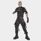 DEVIL FASHION Men's Punk Big Pockets Eyelet & Rivet Pants with Detachable Legs