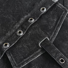 DEVIL FASHION Men's Punk Big Pockets Eyelets Rivets Pants with Detachable Legs