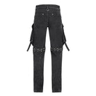 DEVIL FASHION Men's Punk Big Pockets Eyelets Rivets Pants with Detachable Legs