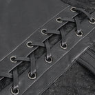 DEVIL FASHION Men's Punk Buckle Splice Faux Leather T-shirt