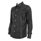 DEVIL FASHION Men's Punk Buckle Strap Chained Shirt