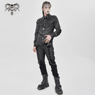 DEVIL FASHION Men's Punk Buckle Strap Chained Shirt