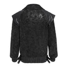 DEVIL FASHION Men's Punk Buckle Strap Faux Leather Splice Coat