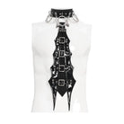 DEVIL FASHION Men's Punk Buckle Strap Ring&Chain Necktie Choker