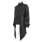 DEVIL FASHION Men's Punk Buckle-up Stand Collar Studded Coat