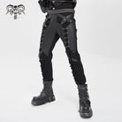 DEVIL FASHION Men's Punk Buckle-up Strap Ripped Pants