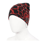DEVIL FASHION Men's Punk Contrast Color Spider Web Knitted Beanie Red