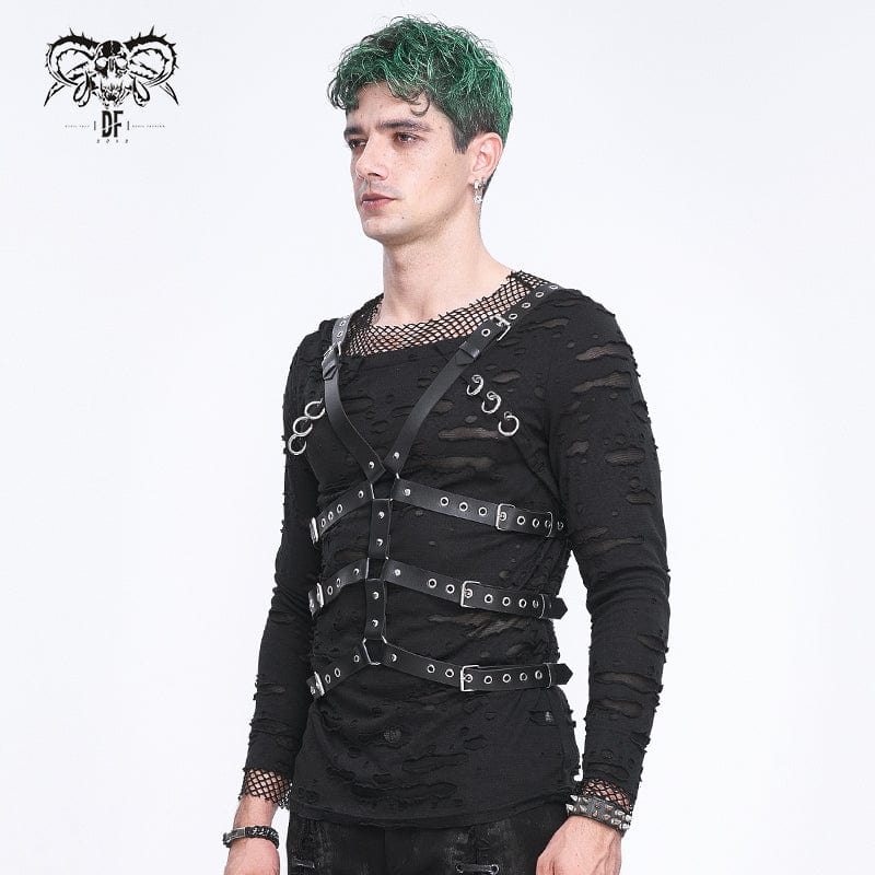 Men's Punk Crossed Buckle Faux Leather Harness – Punk Design