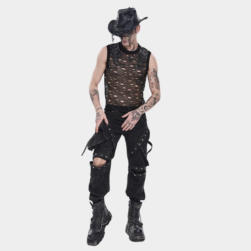 Men's Punk Cut-out Chained Mesh Tank Top – Punk Design