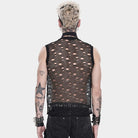 DEVIL FASHION Men's Punk Cut-out Chained Mesh Tank Top