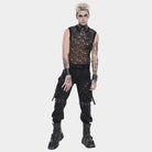 DEVIL FASHION Men's Punk Cut-out Chained Mesh Tank Top