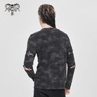 DEVIL FASHION Men's Punk Cutout Rivets Chained Shirt