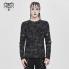 DEVIL FASHION Men's Punk Cutout Rivets Chained Shirt