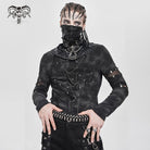 DEVIL FASHION Men's Punk Cutout Rivets Chained Shirt