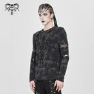 DEVIL FASHION Men's Punk Cutout Rivets Chained Shirt