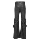 DEVIL FASHION Men's Punk D-ring Buckle Big Pockets Flared Trousers